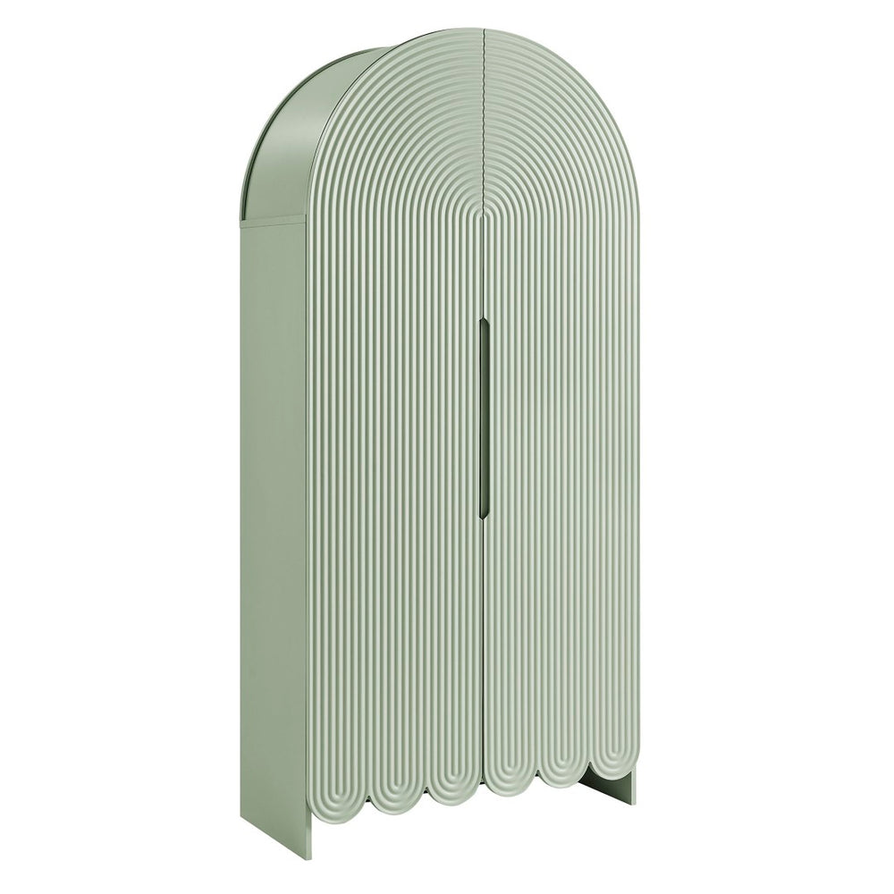 Modway Furniture Dahlia Fluted Arched Tall Cabinet with Scalloped Base and Four Shelves for Any Room EEI-7570-SGE