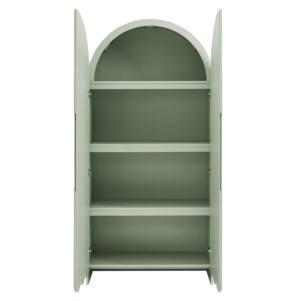 Modway Furniture Dahlia Fluted Arched Tall Cabinet with Scalloped Base and Four Shelves for Any Room EEI-7570-SGE