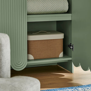 Modway Furniture Dahlia Fluted Arched Tall Cabinet with Scalloped Base and Four Shelves for Any Room EEI-7570-SGE