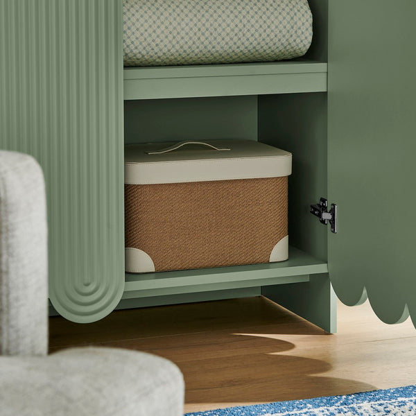 Modway Furniture Dahlia Fluted Arched Tall Cabinet with Scalloped Base and Four Shelves for Any Room EEI-7570-SGE