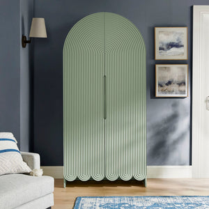 Modway Furniture Dahlia Fluted Arched Tall Cabinet with Scalloped Base and Four Shelves for Any Room EEI-7570-SGE