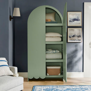 Modway Furniture Dahlia Fluted Arched Tall Cabinet with Scalloped Base and Four Shelves for Any Room EEI-7570-SGE