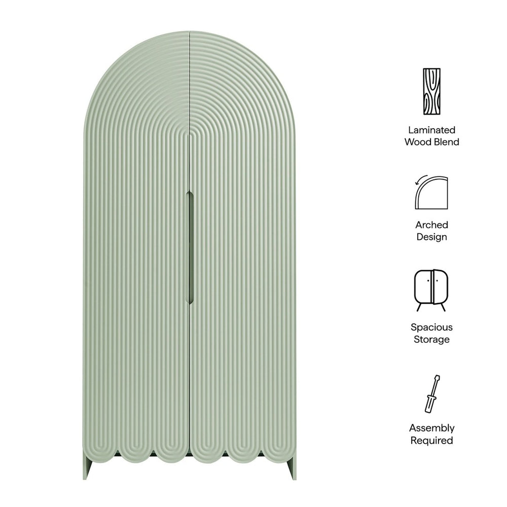 Modway Furniture Dahlia Fluted Arched Tall Cabinet with Scalloped Base and Four Shelves for Any Room EEI-7570-SGE