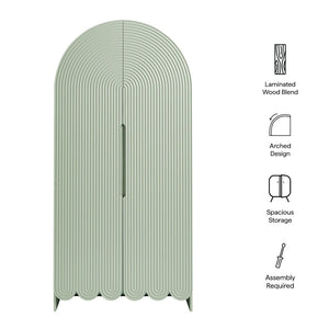 Modway Furniture Dahlia Fluted Arched Tall Cabinet with Scalloped Base and Four Shelves for Any Room EEI-7570-SGE