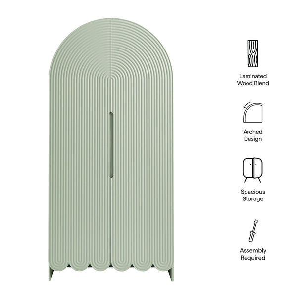 Modway Furniture Dahlia Fluted Arched Tall Cabinet with Scalloped Base and Four Shelves for Any Room EEI-7570-SGE