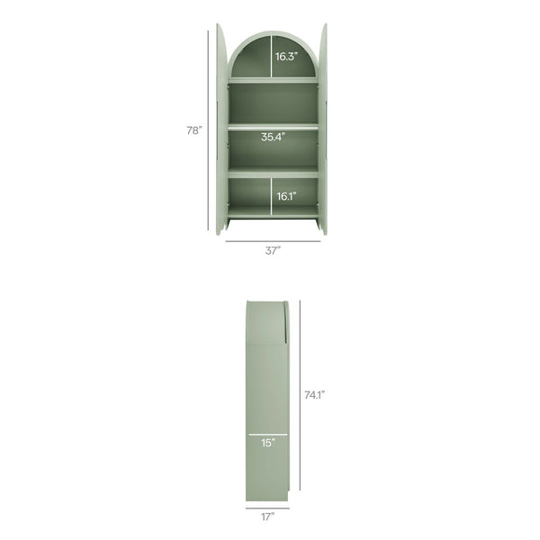 Modway Furniture Dahlia Fluted Arched Tall Cabinet with Scalloped Base and Four Shelves for Any Room EEI-7570-SGE