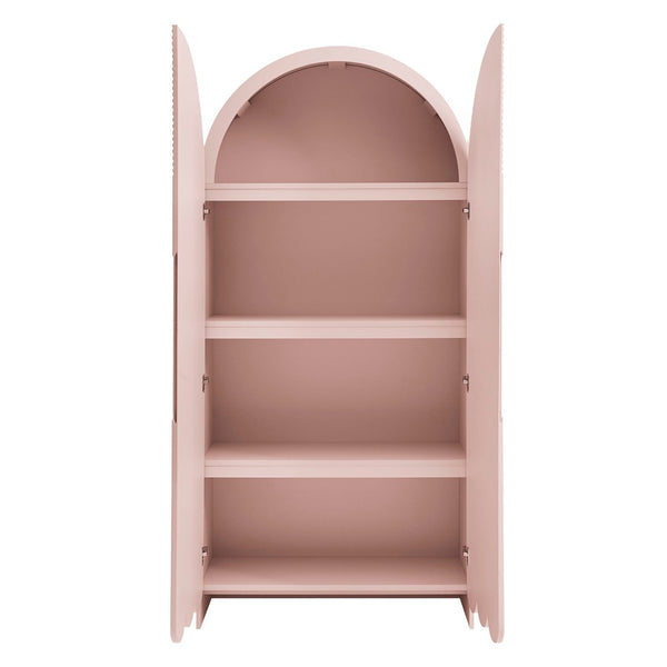 Modway Furniture Dahlia 78 Inch Fluted Arched Storage Cabinet - Elegant Design with Ample Space for Any Room Soft Pink EEI-7570-SPN