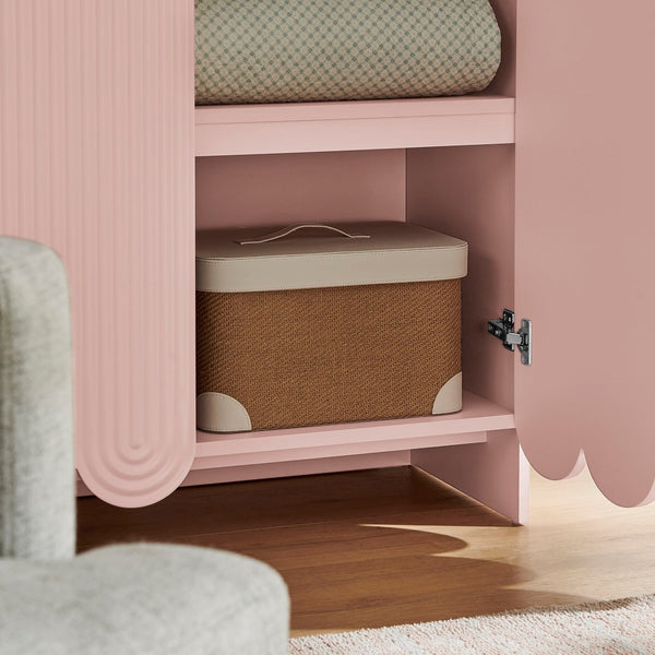 Modway Furniture Dahlia 78 Inch Fluted Arched Storage Cabinet - Elegant Design with Ample Space for Any Room Soft Pink EEI-7570-SPN