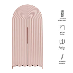 Modway Furniture Dahlia 78 Inch Fluted Arched Storage Cabinet - Elegant Design with Ample Space for Any Room Soft Pink EEI-7570-SPN