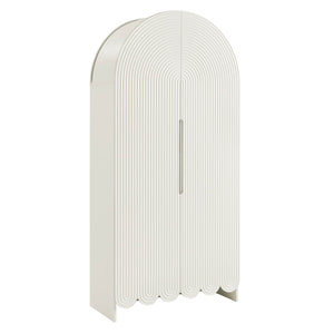 Modway Furniture Dahlia 78 Inch Fluted Arched Storage Cabinet - Elegant Design with Ample Space for Any Room White EEI-7570-WHI