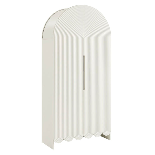 Modway Furniture Dahlia 78 Inch Fluted Arched Storage Cabinet - Elegant Design with Ample Space for Any Room White EEI-7570-WHI