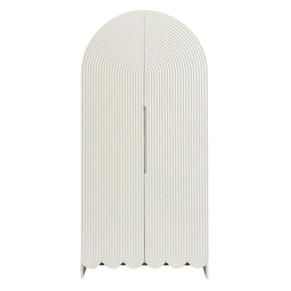 Modway Furniture Dahlia 78 Inch Fluted Arched Storage Cabinet - Elegant Design with Ample Space for Any Room White EEI-7570-WHI