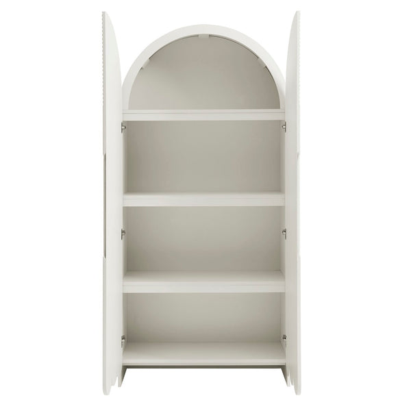 Modway Furniture Dahlia 78 Inch Fluted Arched Storage Cabinet - Elegant Design with Ample Space for Any Room White EEI-7570-WHI