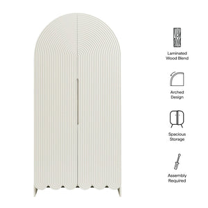 Modway Furniture Dahlia 78 Inch Fluted Arched Storage Cabinet - Elegant Design with Ample Space for Any Room White EEI-7570-WHI