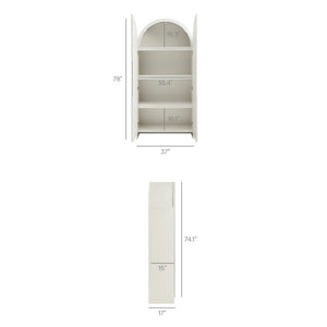 Modway Furniture Dahlia 78 Inch Fluted Arched Storage Cabinet - Elegant Design with Ample Space for Any Room White EEI-7570-WHI