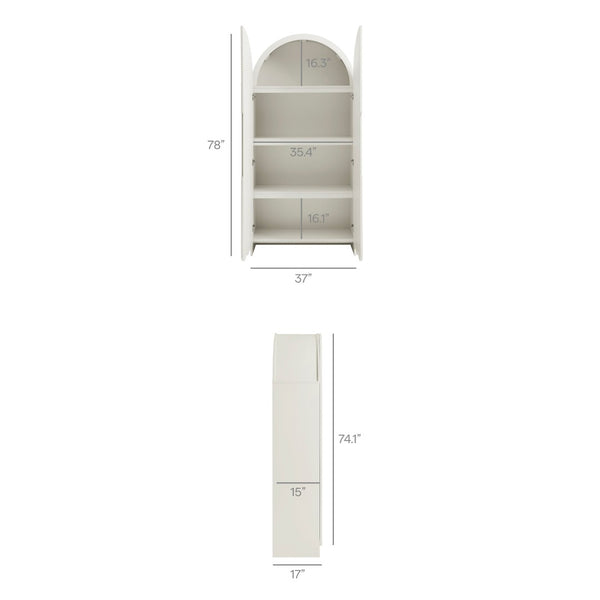 Modway Furniture Dahlia 78 Inch Fluted Arched Storage Cabinet - Elegant Design with Ample Space for Any Room White EEI-7570-WHI