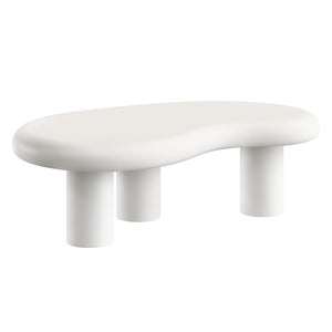 Modway Furniture Elowen Concrete Kidney Shaped Outdoor Patio Coffee Table with Pedestal Base EEI-7571-WHI