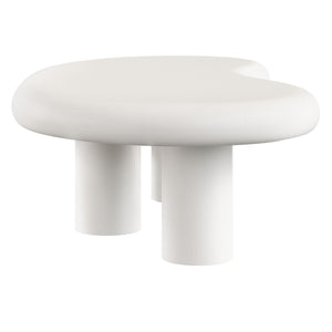 Modway Furniture Elowen Concrete Kidney Shaped Outdoor Patio Coffee Table with Pedestal Base EEI-7571-WHI