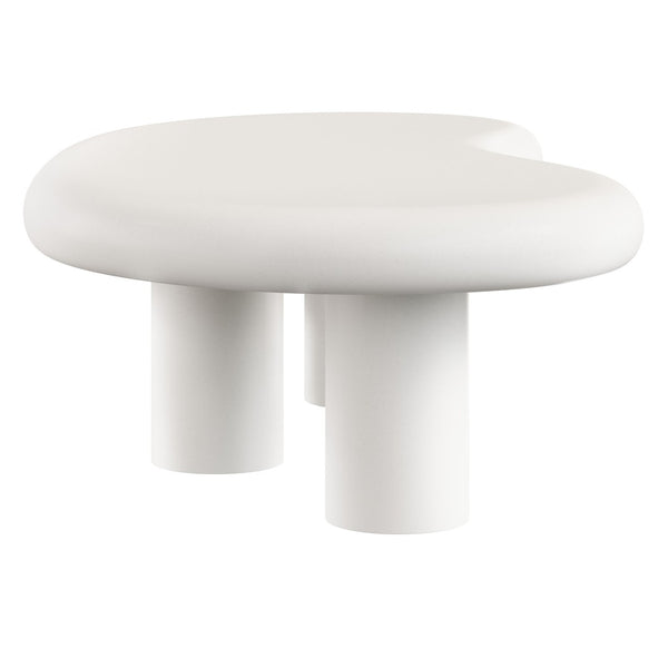 Modway Furniture Elowen Concrete Kidney Shaped Outdoor Patio Coffee Table with Pedestal Base EEI-7571-WHI