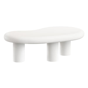 Modway Furniture Elowen Concrete Kidney Shaped Outdoor Patio Coffee Table with Pedestal Base EEI-7571-WHI