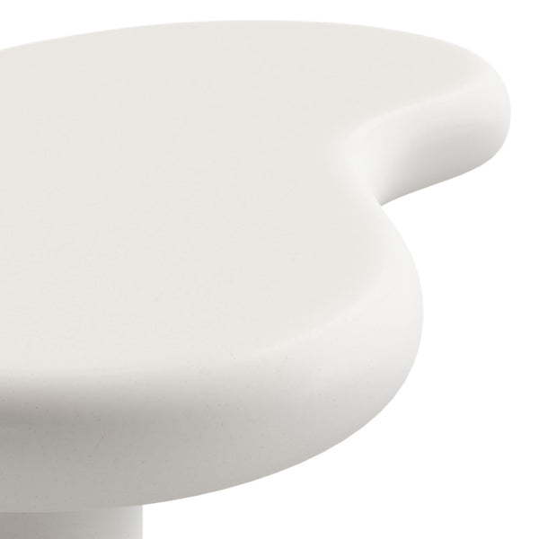 Modway Furniture Elowen Concrete Kidney Shaped Outdoor Patio Coffee Table with Pedestal Base EEI-7571-WHI