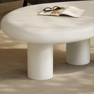 Modway Furniture Elowen Concrete Kidney Shaped Outdoor Patio Coffee Table with Pedestal Base EEI-7571-WHI