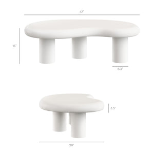 Modway Furniture Elowen Concrete Kidney Shaped Outdoor Patio Coffee Table with Pedestal Base EEI-7571-WHI