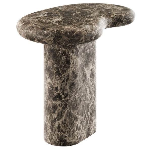 Modway Furniture Elowen Concrete Kidney Side Table with Faux Marble Finish for Patio or Living Room EEI-7572-EMP