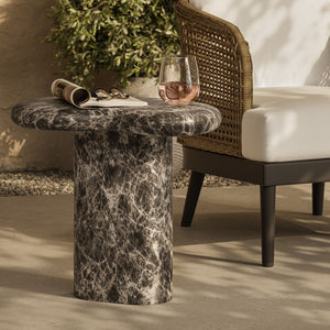 Modway Furniture Elowen Concrete Kidney Side Table with Faux Marble Finish for Patio or Living Room EEI-7572-EMP