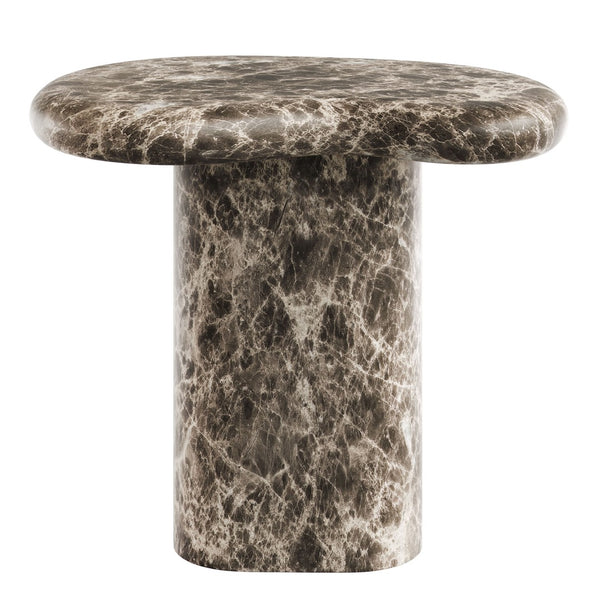 Modway Furniture Elowen Concrete Kidney Side Table with Faux Marble Finish for Patio or Living Room EEI-7572-EMP