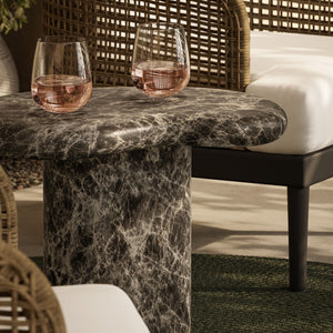 Modway Furniture Elowen Concrete Kidney Side Table with Faux Marble Finish for Patio or Living Room EEI-7572-EMP