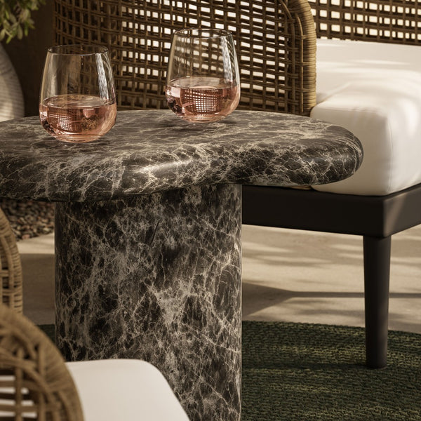 Modway Furniture Elowen Concrete Kidney Side Table with Faux Marble Finish for Patio or Living Room EEI-7572-EMP