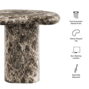 Modway Furniture Elowen Concrete Kidney Side Table with Faux Marble Finish for Patio or Living Room EEI-7572-EMP