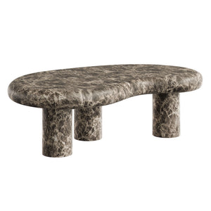 Modway Furniture Elowen Kidney Shaped Concrete Patio Coffee Table with Faux Marble Pedestal Base EEI-7573-EMP