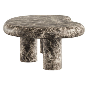 Modway Furniture Elowen Kidney Shaped Concrete Patio Coffee Table with Faux Marble Pedestal Base EEI-7573-EMP
