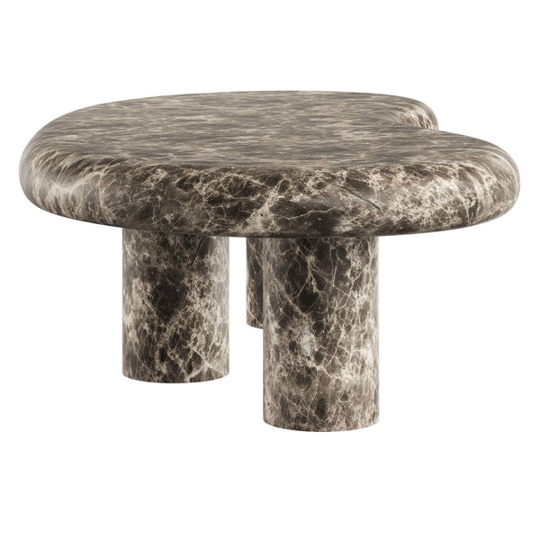 Modway Furniture Elowen Kidney Shaped Concrete Patio Coffee Table with Faux Marble Pedestal Base EEI-7573-EMP