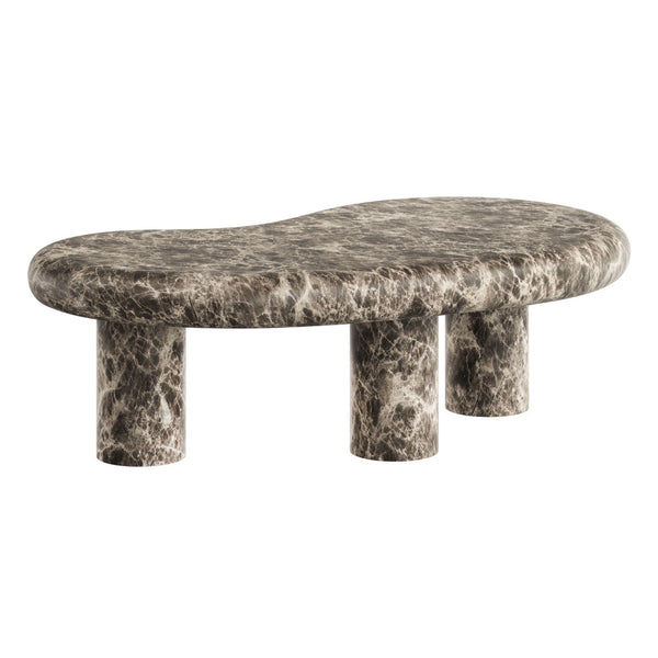 Modway Furniture Elowen Kidney Shaped Concrete Patio Coffee Table with Faux Marble Pedestal Base EEI-7573-EMP