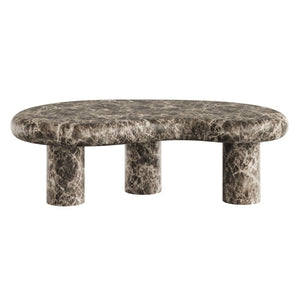 Modway Furniture Elowen Kidney Shaped Concrete Patio Coffee Table with Faux Marble Pedestal Base EEI-7573-EMP