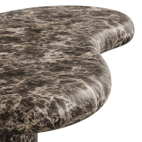 Modway Furniture Elowen Kidney Shaped Concrete Patio Coffee Table with Faux Marble Pedestal Base EEI-7573-EMP