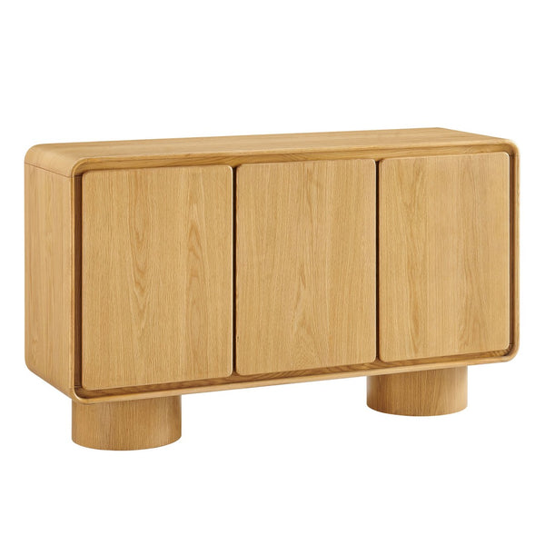 Modway Furniture Lumo Wood Veneer Three Door Credenza with Push Open Storage for Modern Living EEI-7575-OAK