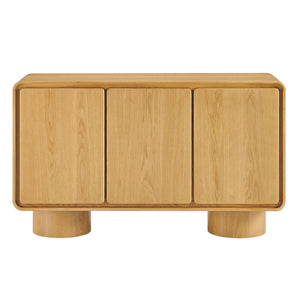 Modway Furniture Lumo Wood Veneer Three Door Credenza with Push Open Storage for Modern Living EEI-7575-OAK