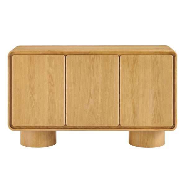 Modway Furniture Lumo Wood Veneer Three Door Credenza with Push Open Storage for Modern Living EEI-7575-OAK