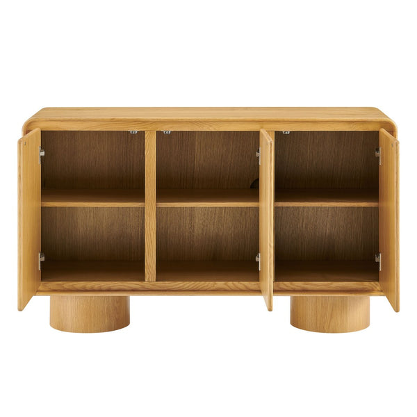 Modway Furniture Lumo Wood Veneer Three Door Credenza with Push Open Storage for Modern Living EEI-7575-OAK