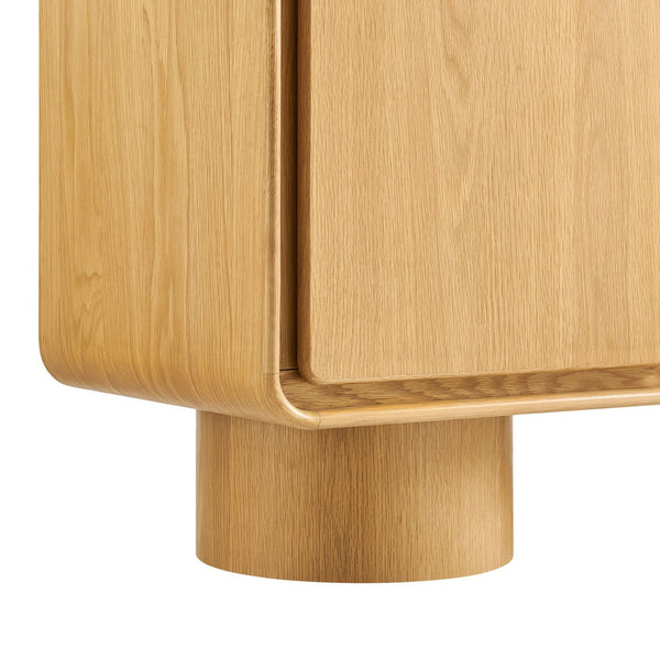 Modway Furniture Lumo Wood Veneer Three Door Credenza with Push Open Storage for Modern Living EEI-7575-OAK