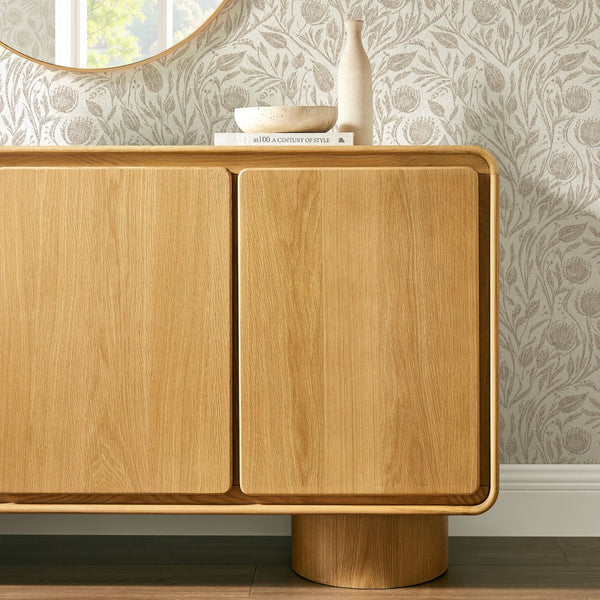 Modway Furniture Lumo Wood Veneer Three Door Credenza with Push Open Storage for Modern Living EEI-7575-OAK