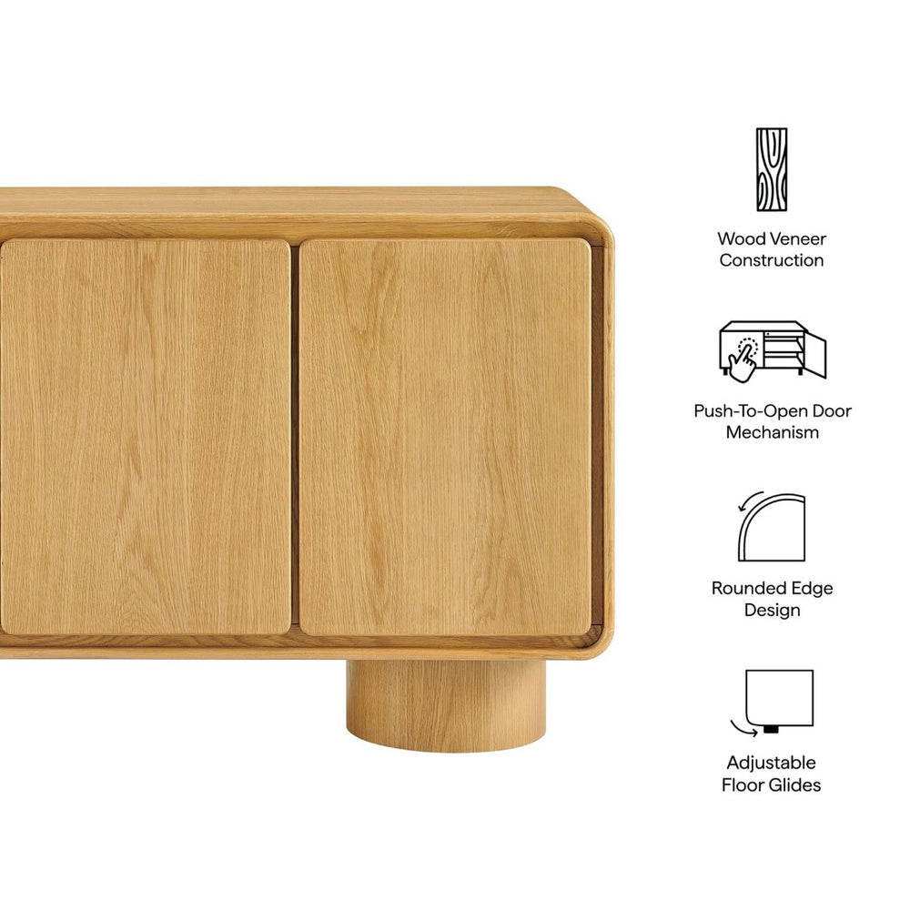 Modway Furniture Lumo Wood Veneer Three Door Credenza with Push Open Storage for Modern Living EEI-7575-OAK