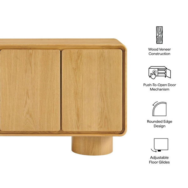 Modway Furniture Lumo Wood Veneer Three Door Credenza with Push Open Storage for Modern Living EEI-7575-OAK