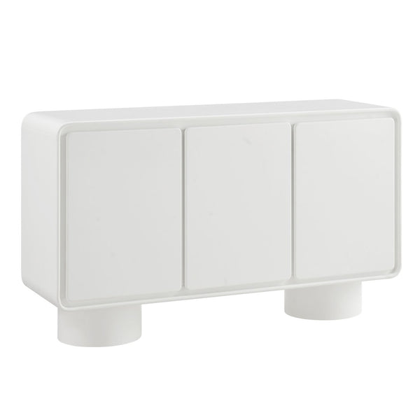 Modway Furniture Lumo Wood Veneer Curved Credenza with Push Open Doors for Modern Living Rooms EEI-7576-WHI