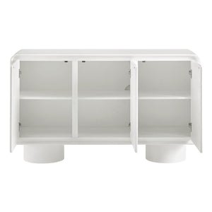 Modway Furniture Lumo Wood Veneer Curved Credenza with Push Open Doors for Modern Living Rooms EEI-7576-WHI