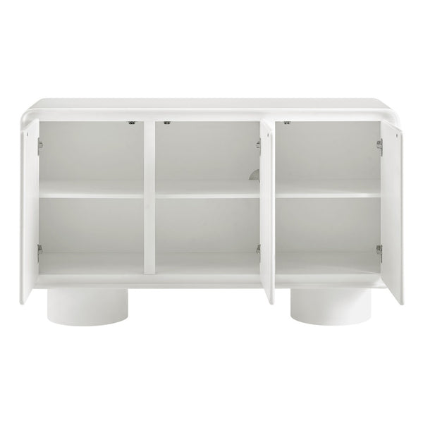 Modway Furniture Lumo Wood Veneer Curved Credenza with Push Open Doors for Modern Living Rooms EEI-7576-WHI